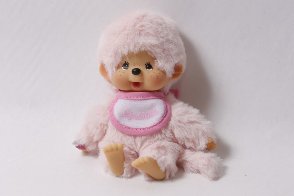 Sekiguchi Monchhichi Pink Plush w Bib Cute Monkey Soft Toy ~ 260730-WH 463